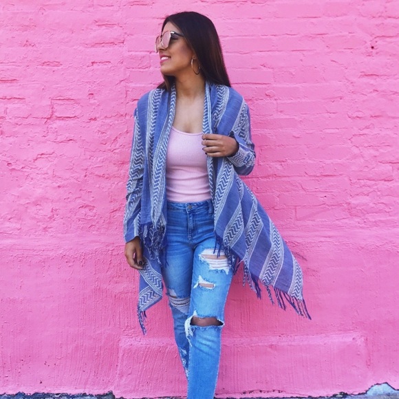 Sweaters - Lightweight Chambray tassel cardigan